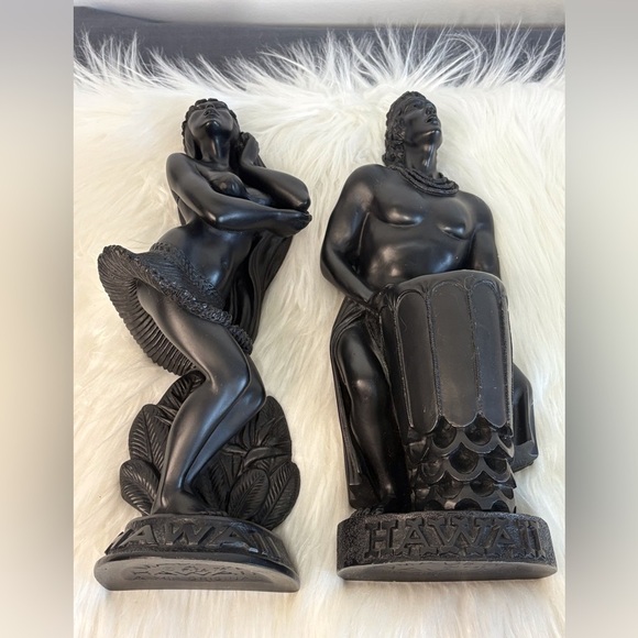 Hawaiian Black Art Sculptures 2pc - Picture 2 of 7